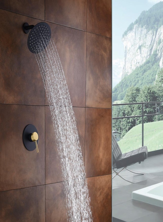 SUMERAIN Single-Function Shower Faucet Set Black and Gold, Stainless Steel 8 Inch Rain Shower Head Single Handle With Rough-in Valve Shower Trim Kit - Image 5