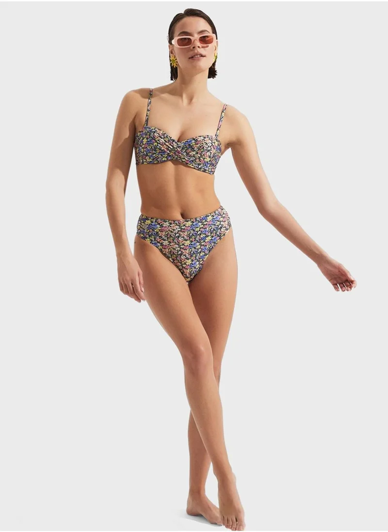 JUNE Floral Print Bikini Top & Bottom Set