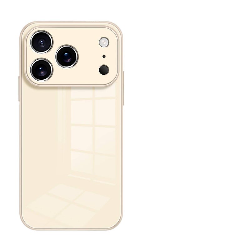 غطاء واقي بGlass لـ iPhone 13 باللون Antique White مع حماية من السقوط ومقاومة بصمات الأصابع مع مقاوم للصدمات مع تغطية كاملة سهل التخزين عملي للاستخدام المتكرر للحمل اليومي - Image 1