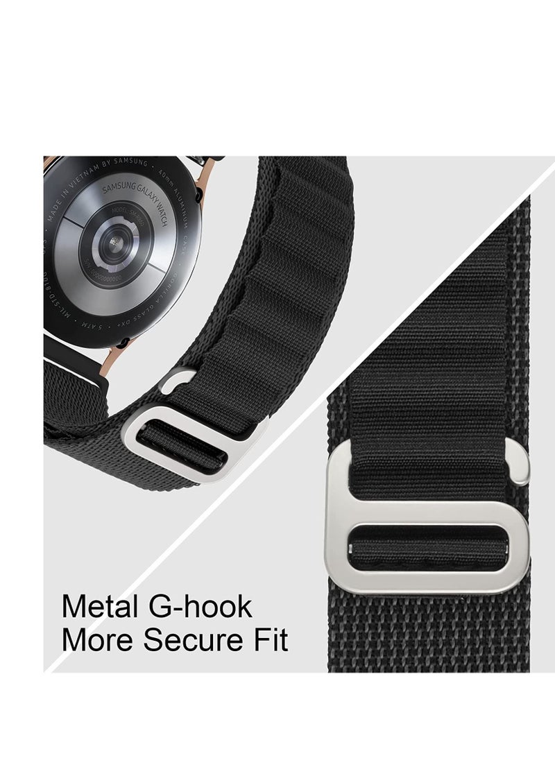 Watch Alpine Loop Compatible with Huawei Watch GT3 - GT2 Pro - GT2E, 22mm Durable Sport Nylon Strap with Titanium G Hook Black  - Image 3