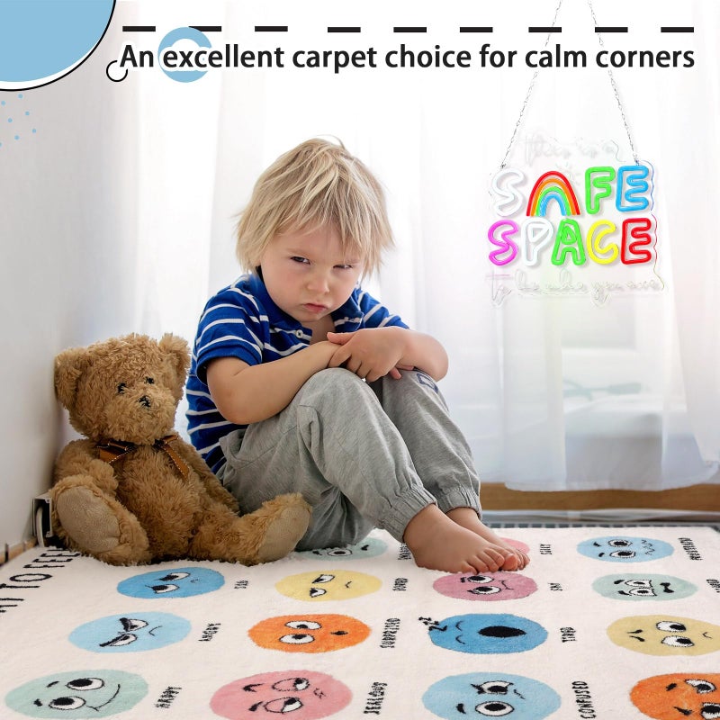Maasechs 3.3 x 4 ft Calming Corner Items Calm Corner Classroom Rug Feelings Chart Emotion Reading Rug Soft Fluffy Mental Health Floor Mat for School Living Bedroom Playroom - Image 4