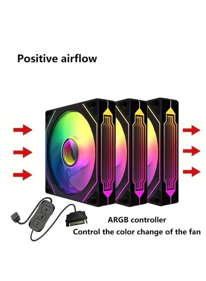 3pcs L J4Pro 4th Gen 4.72 Inch ARGB Black Computer Case Cooling Fan - Image 1