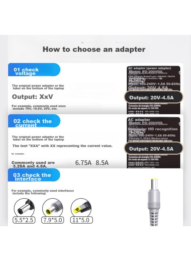 E-Elei Elei Laptop Charger, Compatible With Lenovo Thinkpad T410/e40/t520i/t420i/t430/e420, Computer Power Cord Adapter, 20v 4.5a 90w, Round Plug With Pin - Image 4