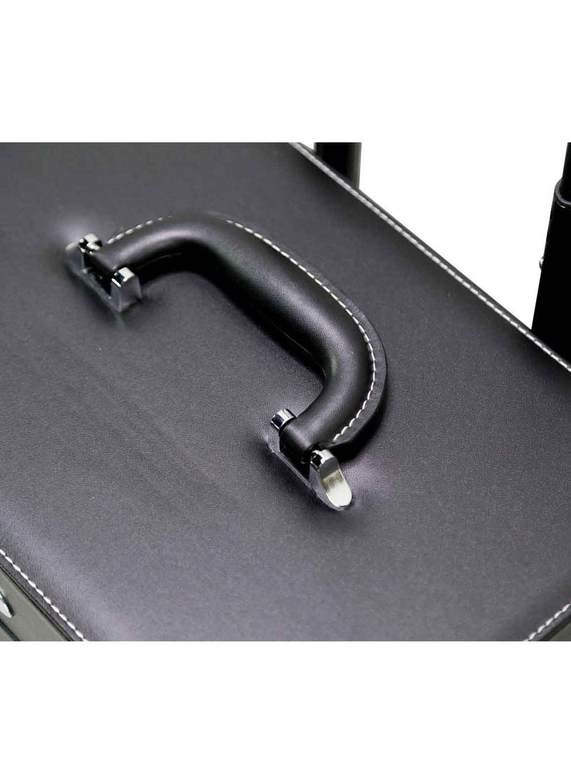 SUNRISE - Professional Rolling Makeup Train Case, Hair Stylist, Nail & Makeup Artist Travel Case, Faux Leather, Black - Image 1