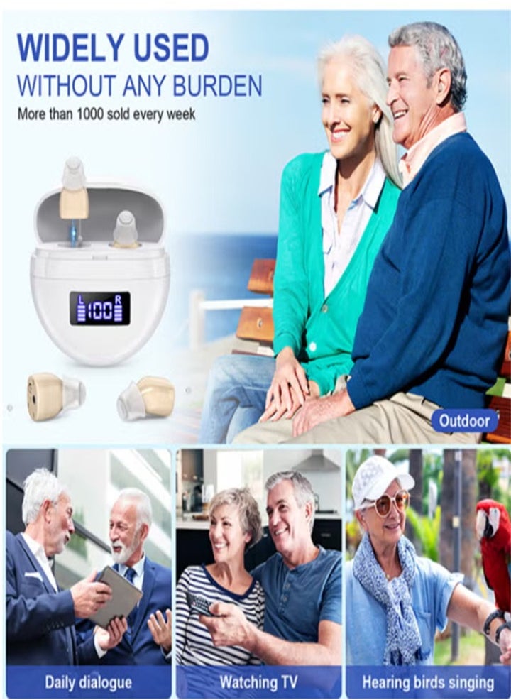 Generic - Hearing aids, invisible magnetic hearing aids, contact charging case with LED power display (white + skin color) - Image 1