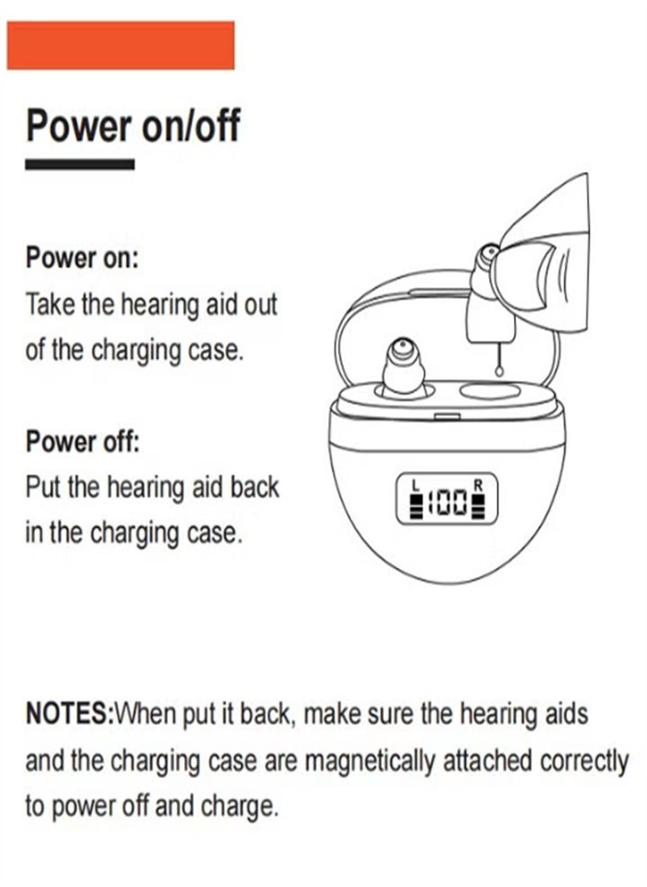 Generic - Hearing aids, invisible magnetic hearing aids, contact charging case with LED power display (white + skin color) - Image 1