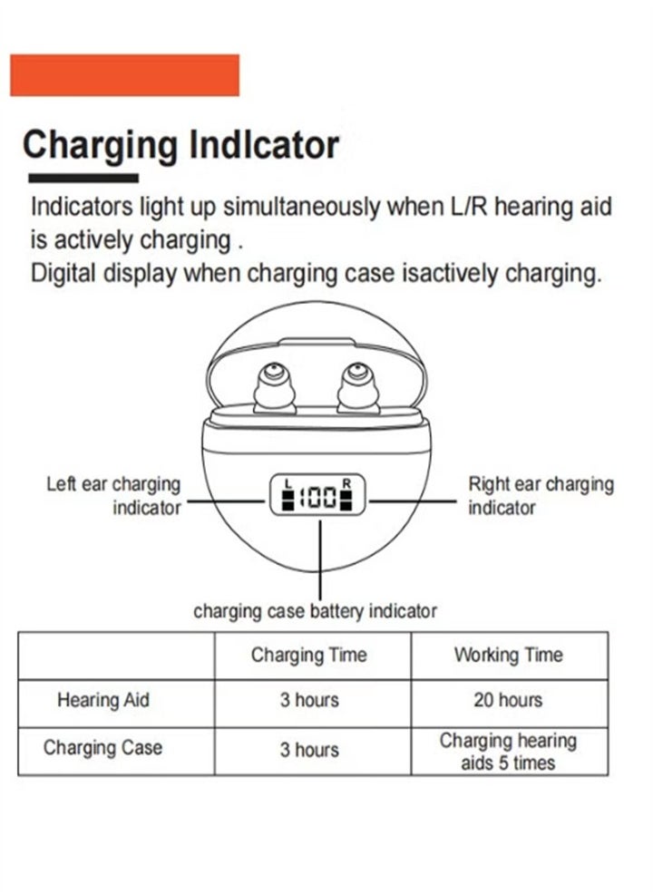 Generic - Hearing aids, invisible magnetic hearing aids, contact charging case with LED power display (white + skin color) - Image 1