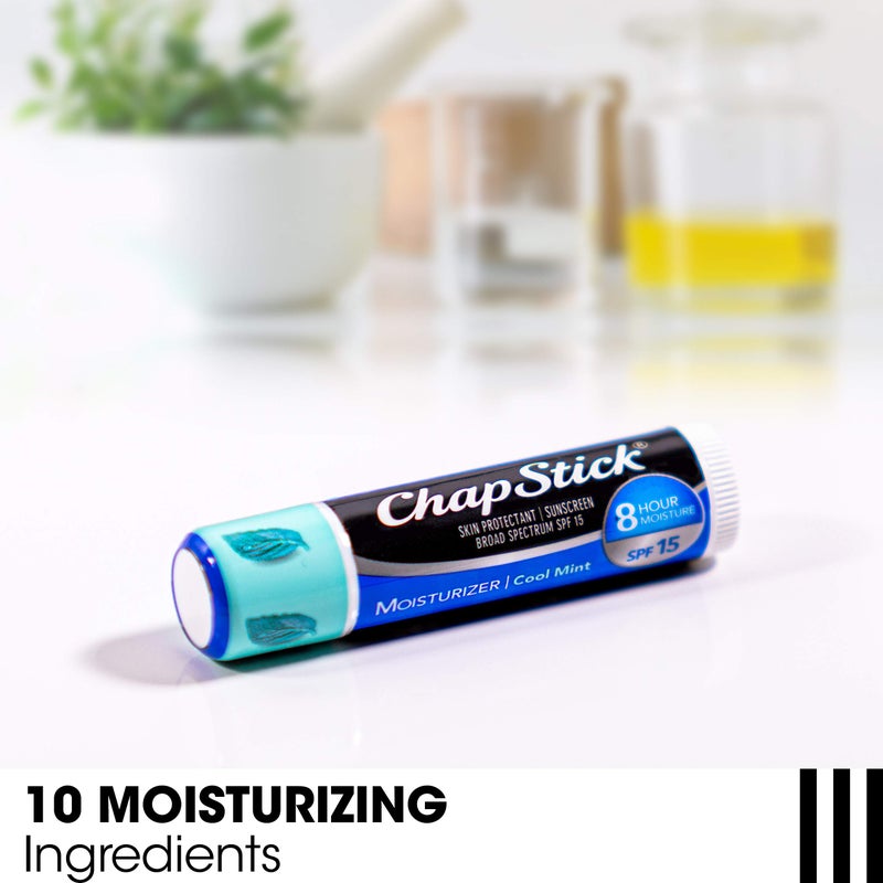 ChapStick Moisturizer 2-in-1 Lipcare SPF 15, Cool Mint, 3-Pack â€“â€¯Sunscreen Lip Balm with Aloe Vera and Vitamin E, 0.15 Ea - Image 3