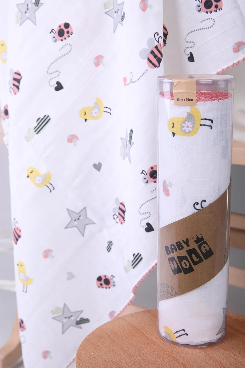 بيبي هولا Muslin Cover 85 x 90 cm Ladybug Pattern Organic Gift Breastfeeding Bottom Opening Newborn Stroller Cover