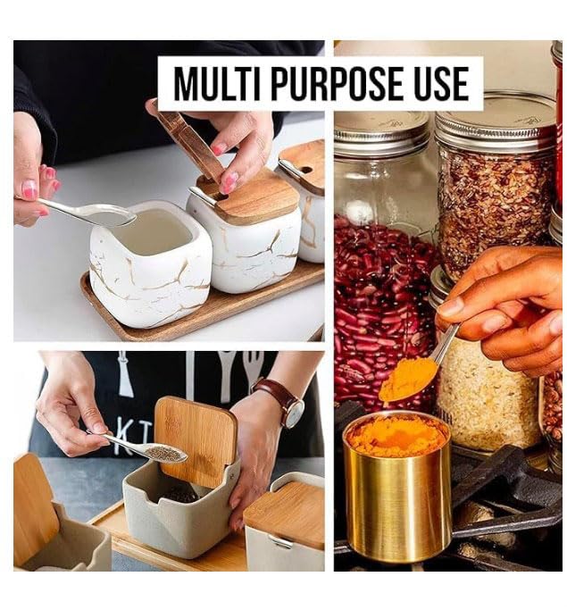 faas 12 Pieces Short Handle Spoon, Stainless Steel Small Spoons for Container/Small Spoon for Spices | Spoon for Masala Dabba | Length 9 cm - Image 3
