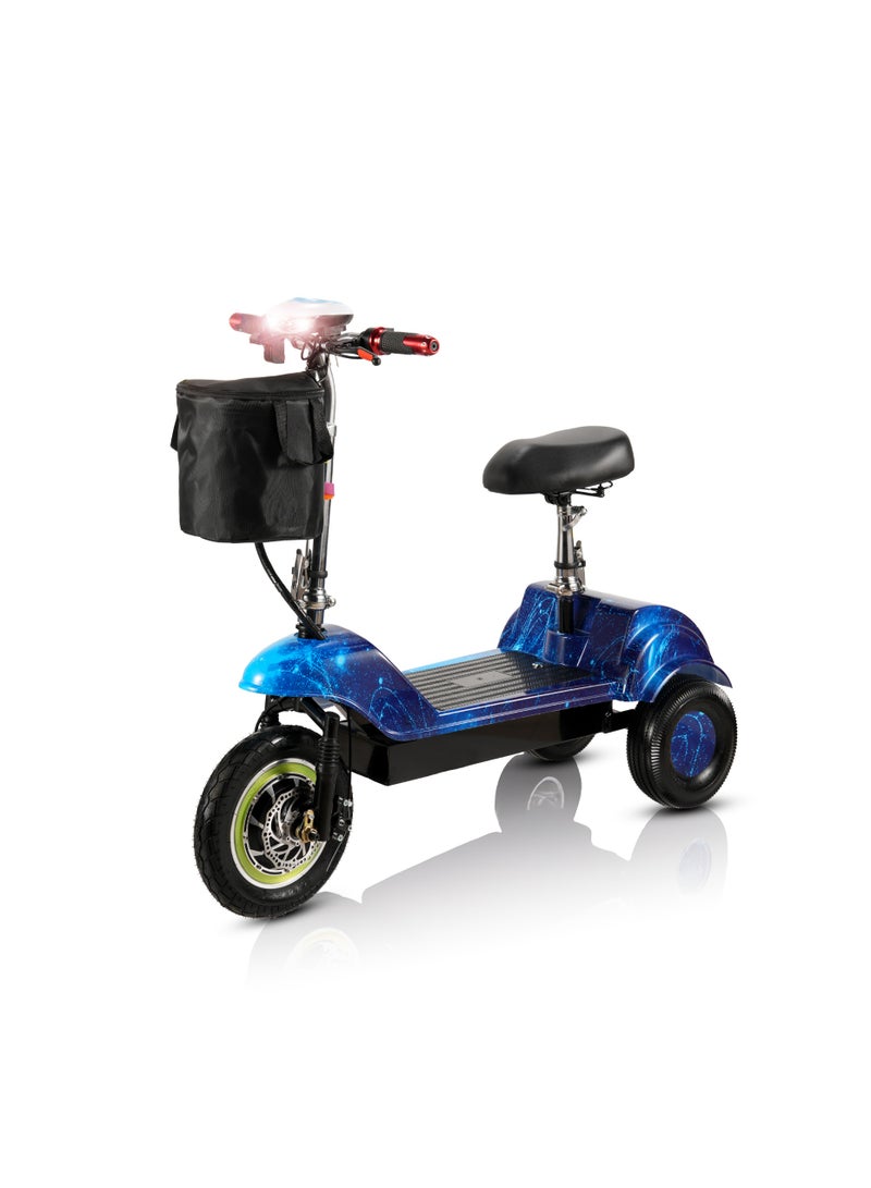 مايتويز سكوتر كهربائي بثلاث عجلات MT740، محرك بدون فرشاة، 350 واط، أقصى سرعة 35 كم/ساعة، إطار أمامي بثلاث تروس مقاس 12 بوصة، إشارات انعطاف خلفية وامضة، سكوتر قابل للطي للتنقل، بطارية حمض الرصاص 36 فولت 12 أمبير/ساعة - Image 1