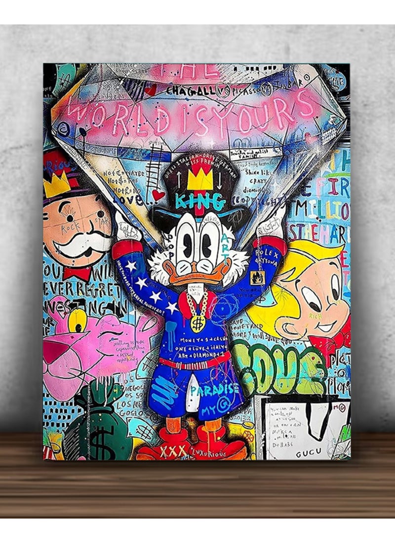 Spoil Your Wall King Donald Duck Canvas Print Stretched On Wooden Frame Wall Poster, Wall Arts Home Décor Photo Frames, 40x55 cm by Spoil Your Wall - Image 1
