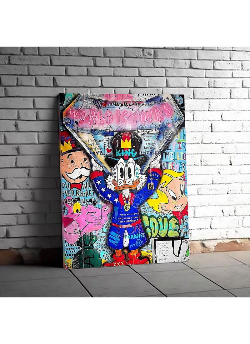 Spoil Your Wall King Donald Duck Canvas Print Stretched On Wooden Frame Wall Poster, Wall Arts Home Décor Photo Frames, 40x55 cm by Spoil Your Wall - Image 2
