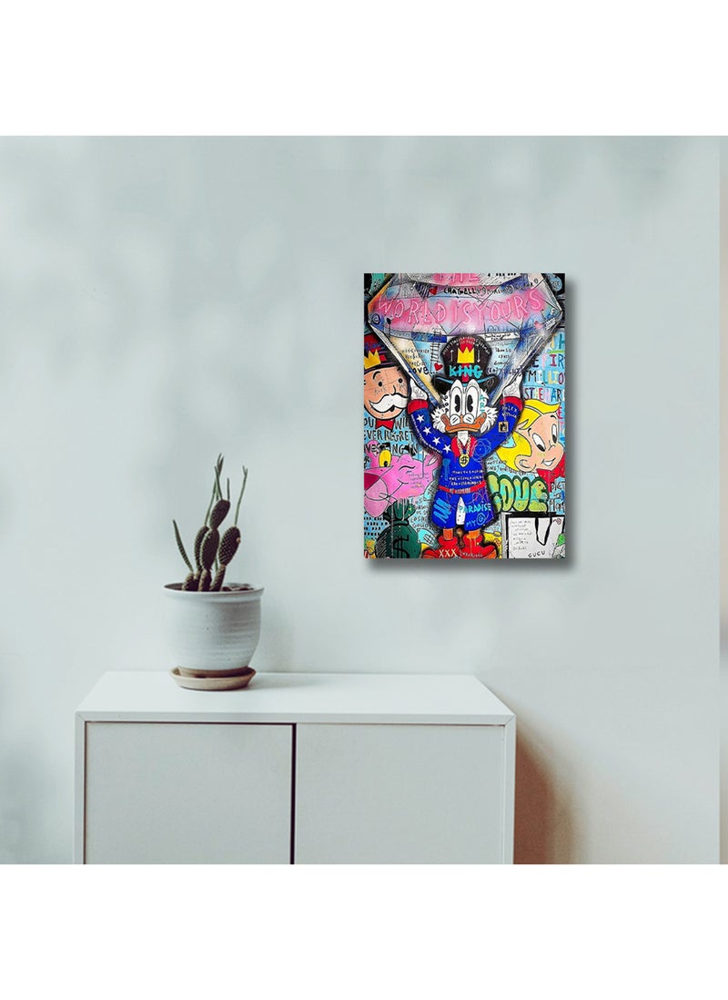 Spoil Your Wall King Donald Duck Canvas Print Stretched On Wooden Frame Wall Poster, Wall Arts Home Décor Photo Frames, 40x55 cm by Spoil Your Wall - Image 3
