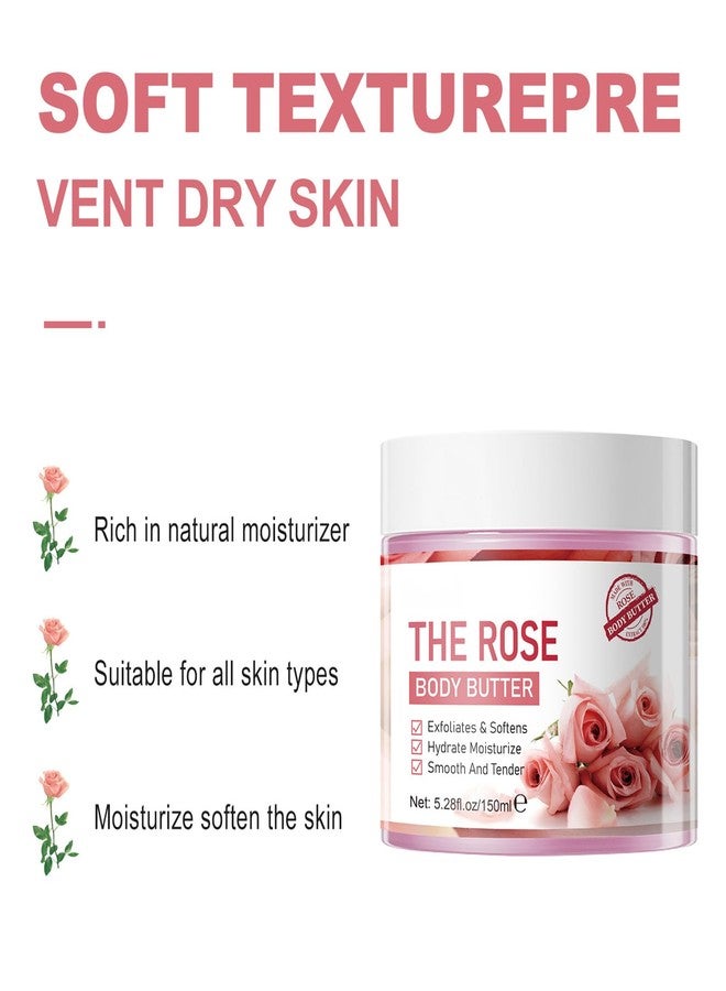 Grospe Rose Body Butter for Dry Skin,with Natural Rose Oil,Exfoliates & Softens,Hydrate Moisturize Smooth And Tender - 5.28 FL OZ - Image 5