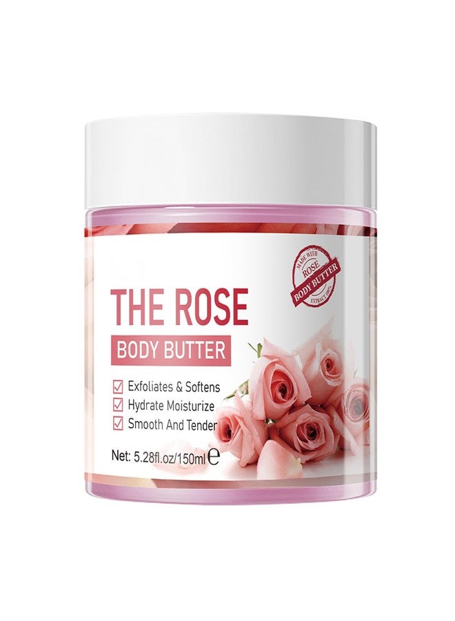 Grospe Rose Body Butter for Dry Skin,with Natural Rose Oil,Exfoliates & Softens,Hydrate Moisturize Smooth And Tender - 5.28 FL OZ - Image 1