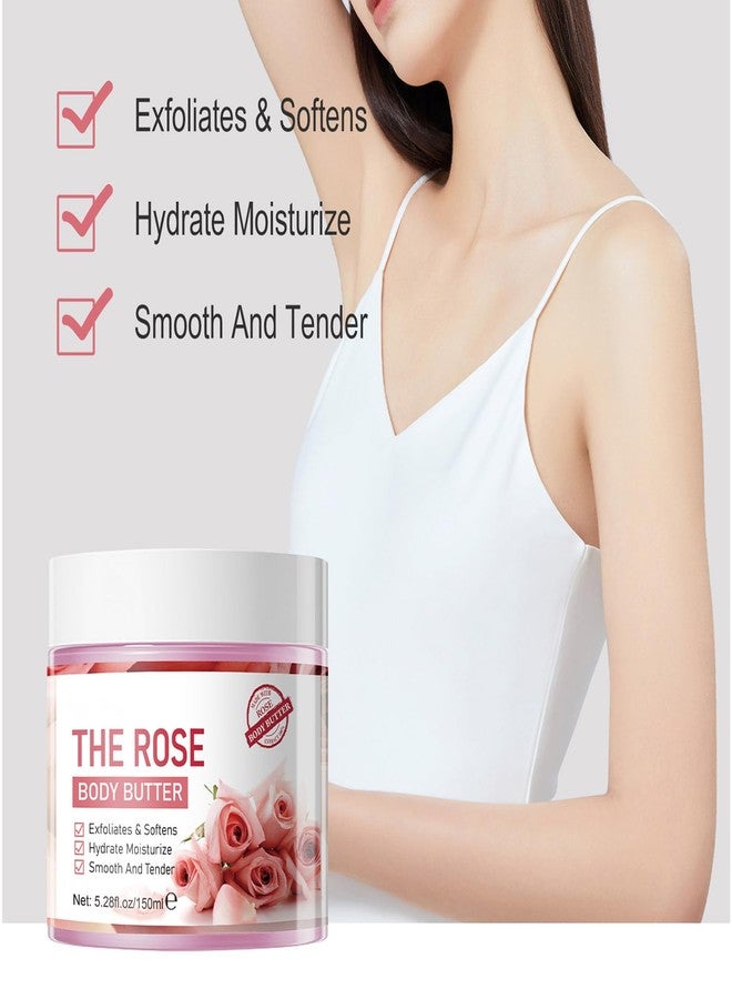 Grospe Rose Body Butter for Dry Skin,with Natural Rose Oil,Exfoliates & Softens,Hydrate Moisturize Smooth And Tender - 5.28 FL OZ - Image 3
