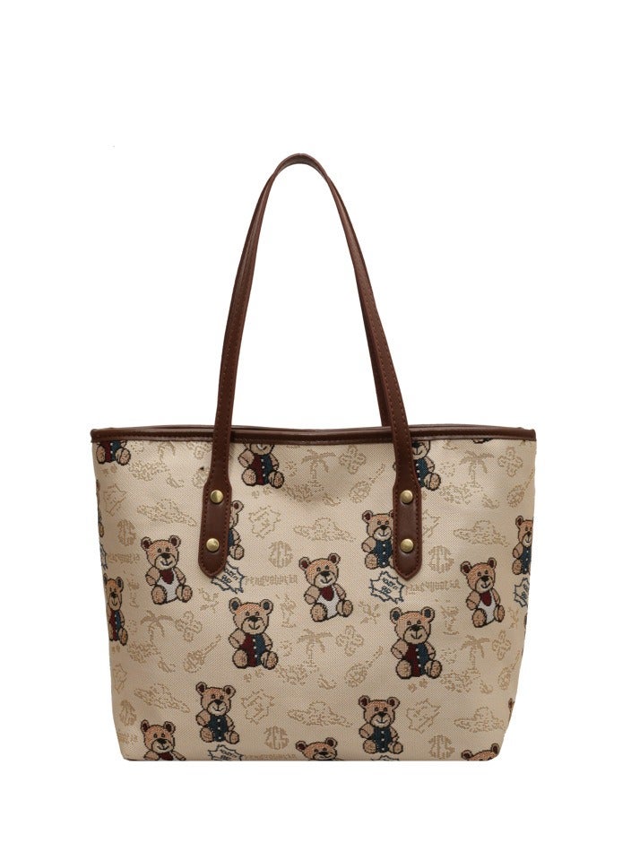 Teddy Bear Printed Tote Bag Fabric Shoulder Bag Handbag Women's Bag  - Image 1