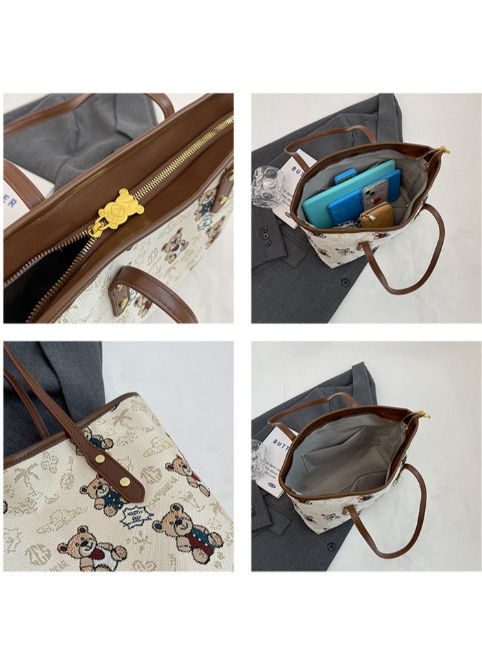 Teddy Bear Printed Tote Bag Fabric Shoulder Bag Handbag Women's Bag  - Image 5