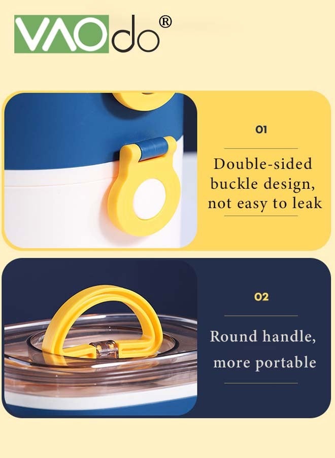 VAOdo Stainless Steel Student Lunch Box Long-term Preservation Separation Leak-proof Large Capacity Stainless Steel Lunch Box With Tableware Blue - Image 3