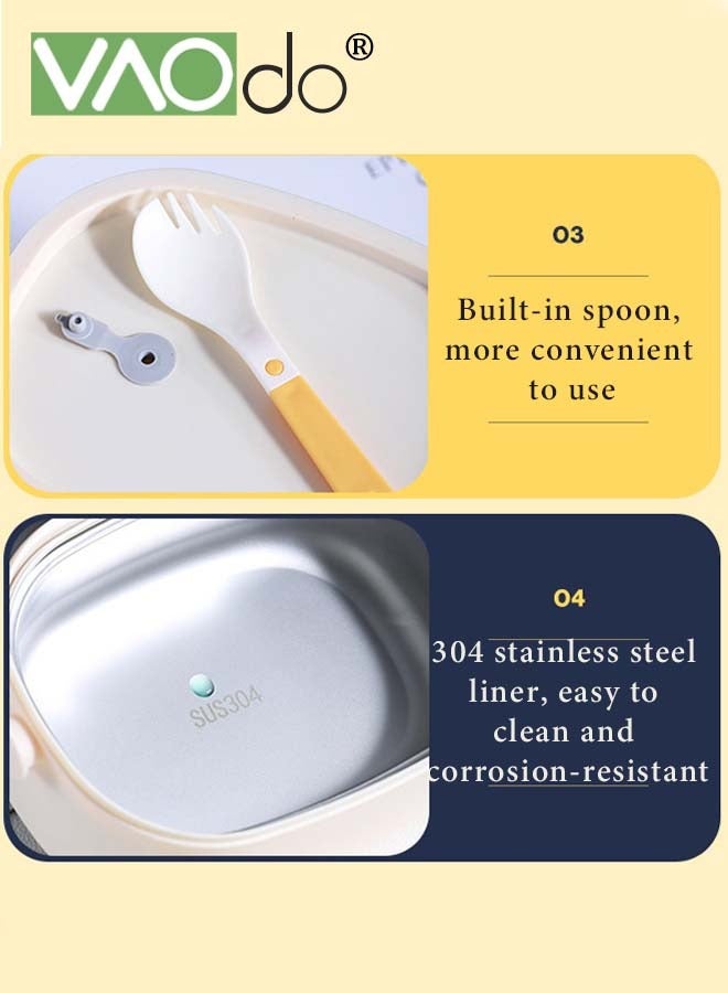 VAOdo Stainless Steel Student Lunch Box Long-term Preservation Separation Leak-proof Large Capacity Stainless Steel Lunch Box With Tableware Blue - Image 2