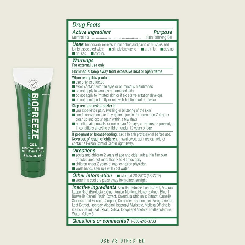 Biofreeze Pain Relief Gel, 3 oz. Tube - Image 5