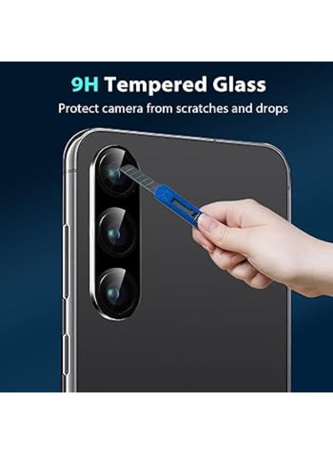 واقي عدسة كاميرا لهاتف سامسونج جالاكسي A17، بتصميم حلقة معدنية، وغطاء شاشة من الزجاج المقسّى، وحماية كاملة (أسود) - Image 3