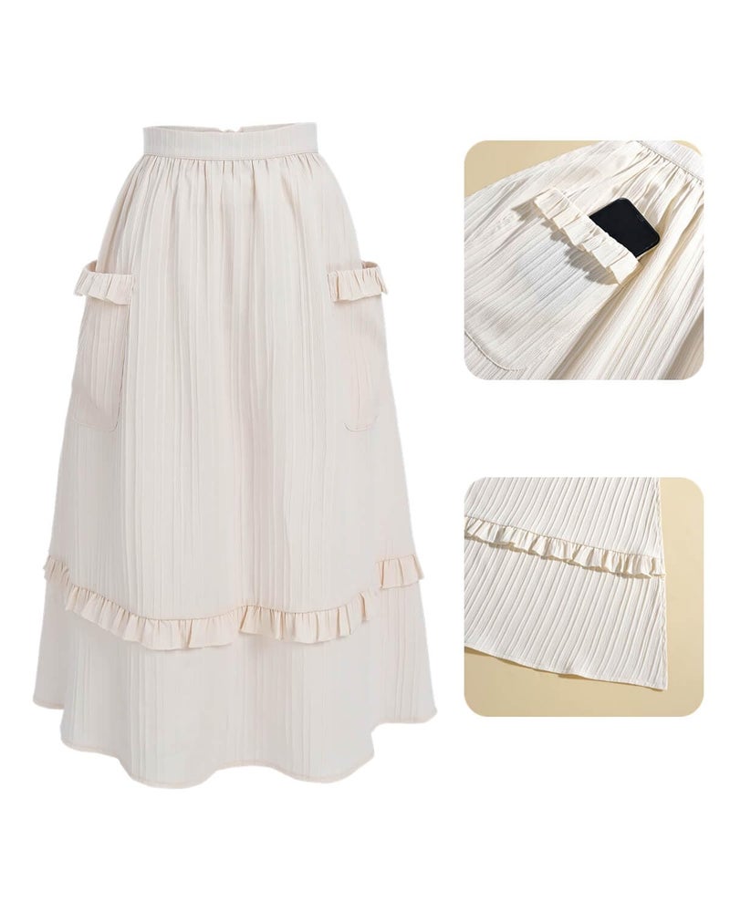 Nuoqi Prairie Dress Women Pioneer Dress Long Adult Colonial Costume with Apron Brown S - Image 5