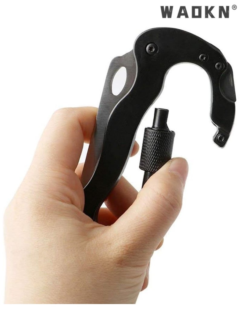 WAOKN Upgraded 5 in 1 Multifunctional Portable Mountaineering Tools , Mini Carabiner, Mountaineering Keychain, Screwdriver, Portable Folding Carabiner (Black) - Image 3