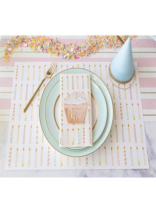 Hester & Cook Birthday Candles Paper Placemats for Dining Table - Disposable Square Party Placemats - 18 Sheets Per Pad American Made - Image 3
