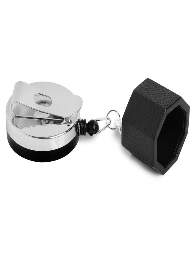 OKKO Retractable Octagon 8-Ball Chalker Billiard Pool Cue Chalk Holder with Belt Clip Black - Fits Predator Chalk - Image 2