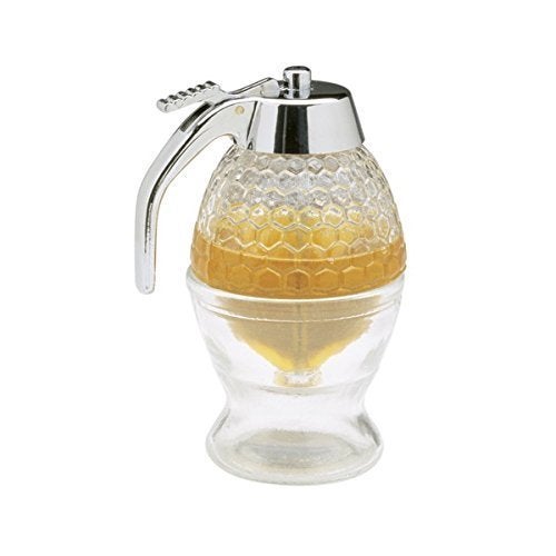 Orrda Honey Dispenser Pot Acrylic Syrup Dispenser No Drip with Stand Olive Oil Dispenser Bottle with Stainless Steel Cover for Kitchen Honey Containers Honey Jar for Kitchen 200ml_Clear - Image 1