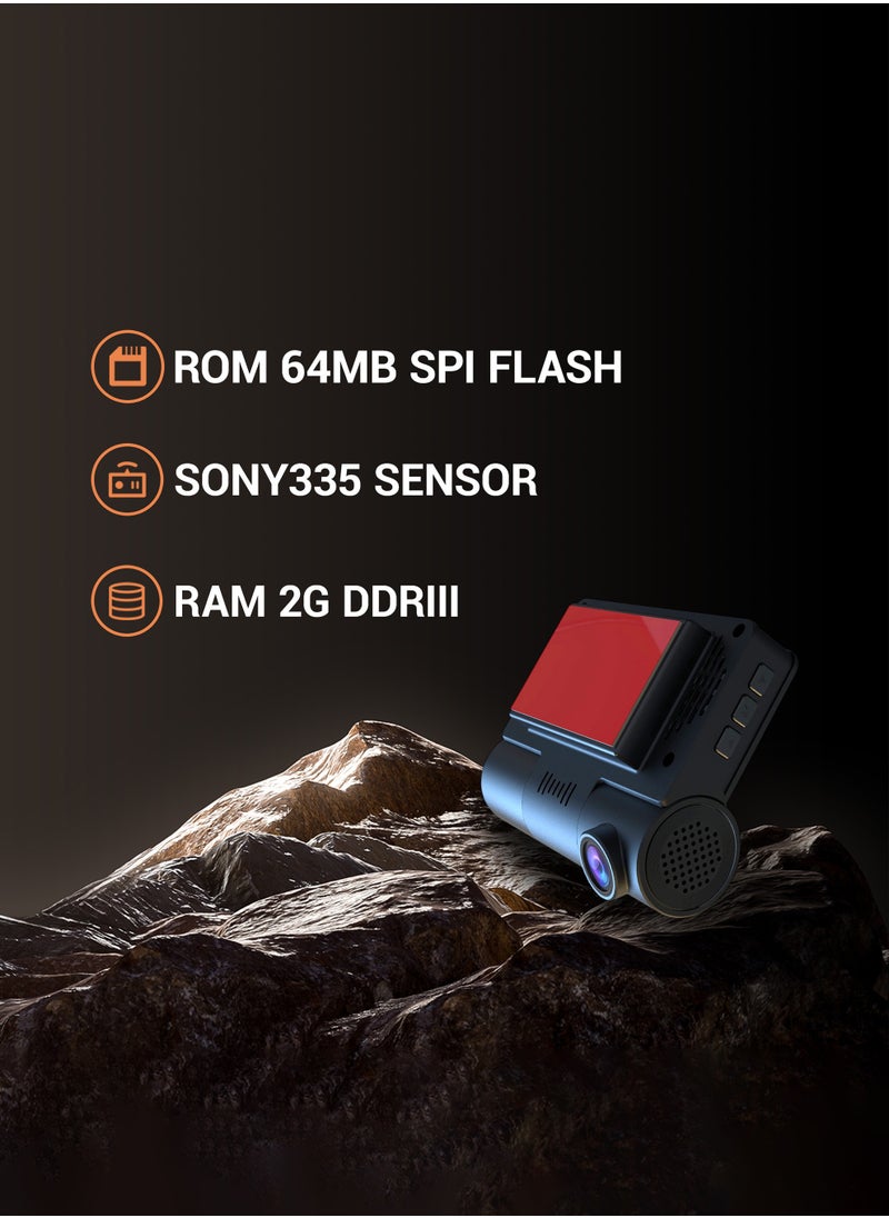 Generic - Dash cam, 2K HDR three cameras, Front and Rear Inside Cars Camera,330° Around Car DVR System, Built-in WiFi Dash Camera for Cars with Night Vision - Image 1