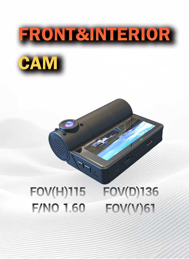 Generic - Dash cam, 2K HDR three cameras, Front and Rear Inside Cars Camera,330° Around Car DVR System, Built-in WiFi Dash Camera for Cars with Night Vision - Image 1