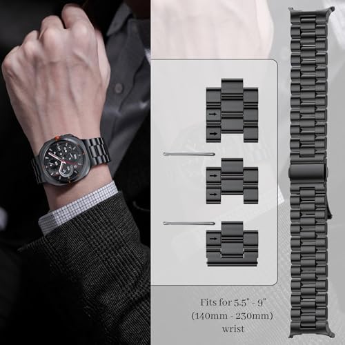 PanPinnacle Stainless Steel Band Compatible with Galaxy Watch ultra 2/1 Bands 47mm (2025/2024),No Gap Business Metal Replacement Strap for Men Samsung Galaxy watch 8/7 Ultra Band (Black) - Image 5