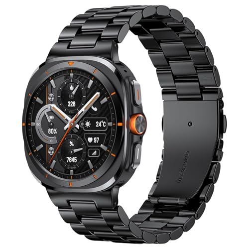 PanPinnacle Stainless Steel Band Compatible with Galaxy Watch ultra 2/1 Bands 47mm (2025/2024),No Gap Business Metal Replacement Strap for Men Samsung Galaxy watch 8/7 Ultra Band (Black) - Image 1