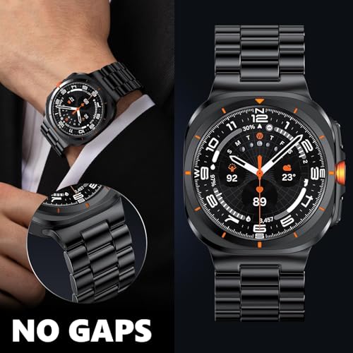 PanPinnacle Stainless Steel Band Compatible with Galaxy Watch ultra 2/1 Bands 47mm (2025/2024),No Gap Business Metal Replacement Strap for Men Samsung Galaxy watch 8/7 Ultra Band (Black) - Image 2