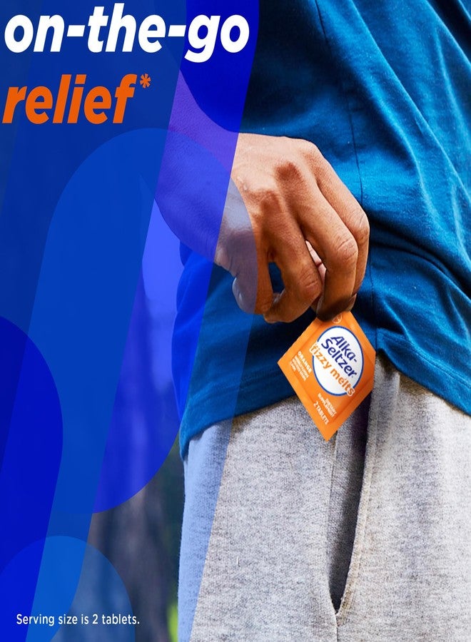 Alka-Seltzer Fizzy Melts, Dissolve on Tongue, No Water Needed, On-The-Go Dietary Supplement Antacid Tablets, for Relief of Occasional Heartburn and Acid Indigestion*, Orange Flavor, 64 Count - Image 4
