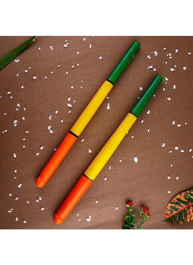 Generic JAGMOOLYA Products Wooden Multicolor Dandiya Sticks for Navratri Garba Dance Multicolor Traditional Dandiya Stick for Garba Night Pack of Pair 1  - Image 2