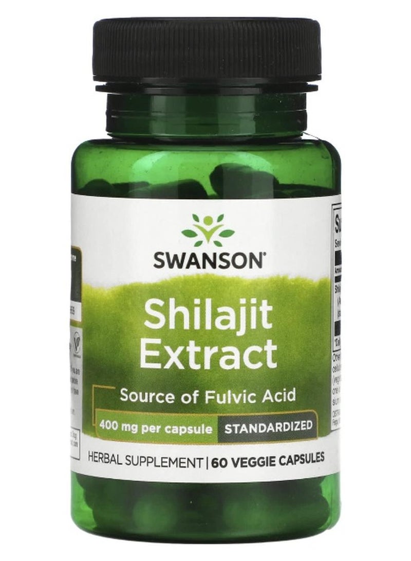 SWANSON سوانسون، مستخلص الشيلجيت، موحد، 400 ملغ، 60 كبسولة نباتية - Image 1