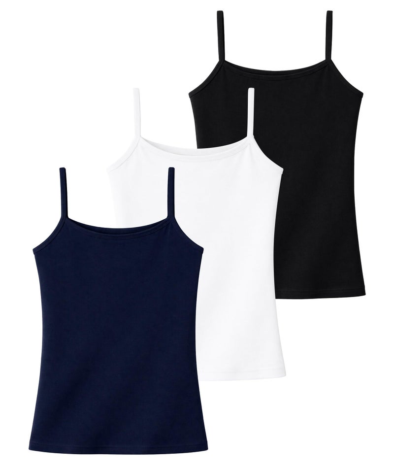 KYDA KIDS® Girl's Cotton Inner Camisoles | Undershirt Vest with Regular Strap | Soft & Stretchy Slips -(Pack of 3) - Image 1