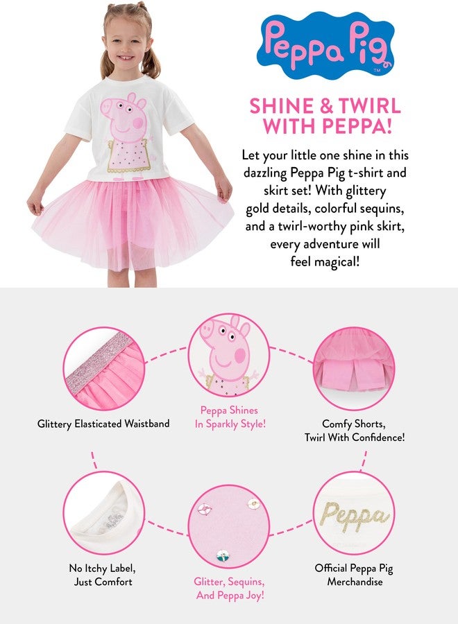 Peppa Pig Shirt And Skirt Set, Girls Tshirt And Skirt 2 Piece Set, Girls Outfit For Summer, Pink 2T - Image 5
