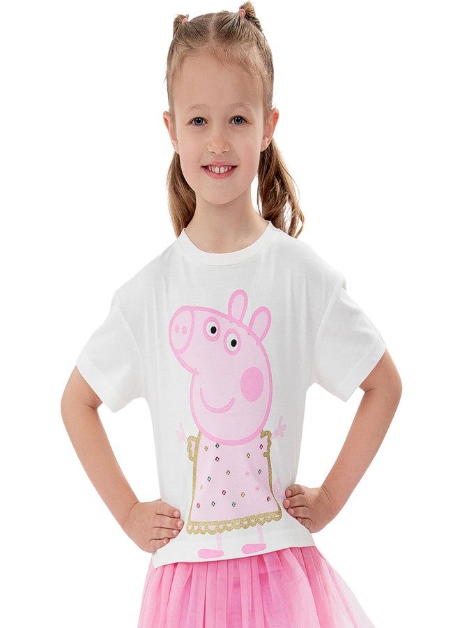 Peppa Pig Shirt And Skirt Set, Girls Tshirt And Skirt 2 Piece Set, Girls Outfit For Summer, Pink 2T - Image 4