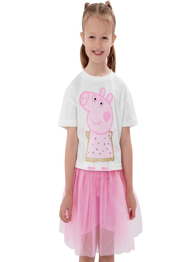Peppa Pig Shirt And Skirt Set, Girls Tshirt And Skirt 2 Piece Set, Girls Outfit For Summer, Pink 2T - Image 3