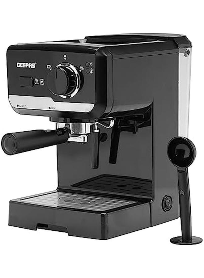 GEEPAS Gcm41507 1.25L Cappuccino Maker 1140W 15 Bar Power Brewing Pump Dual Stainless Steel Filters 2 Years Warranty Black - Image 2