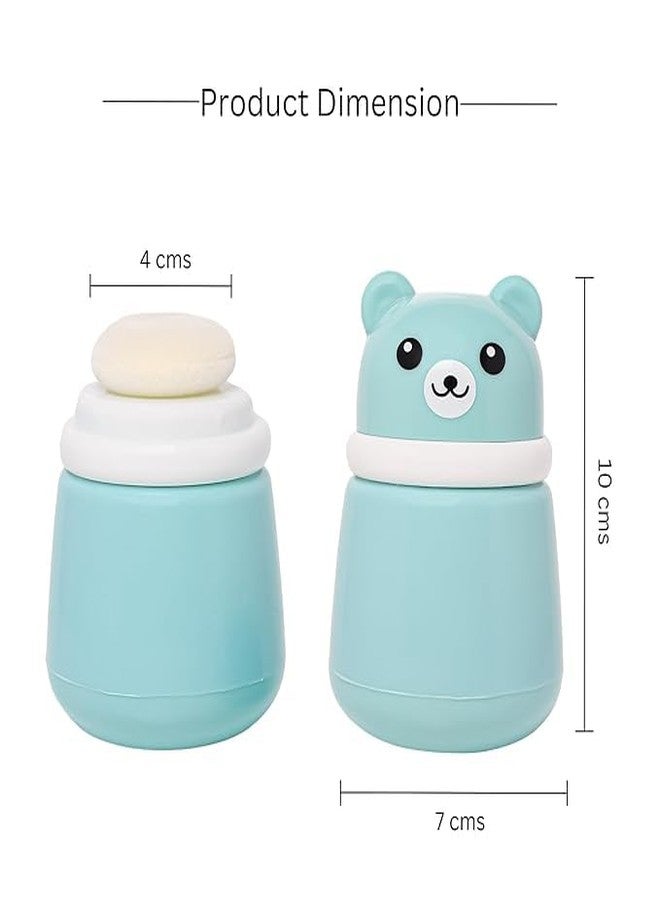 pilu Portable Baby Skin Care Baby Powder Puff With Box Holder Container For New Born Baby Face & Body, Puff Powder Box With (Any One Teether Free) (Blue) - Image 2