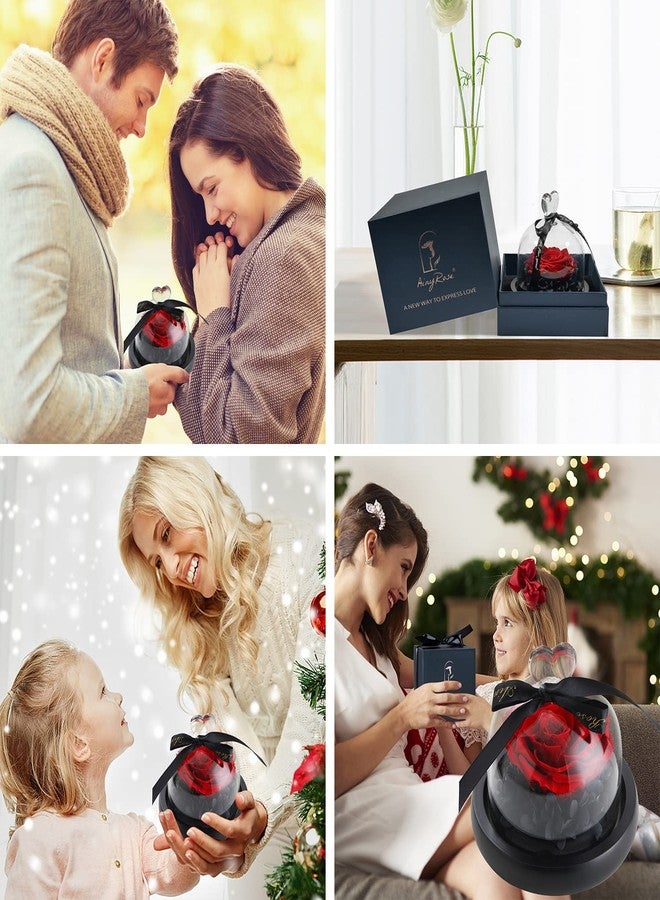 SW Forever Preserved Real Rose in Glass Dome - Eternal Heart Design, Rose Flower Birthday Gifts for Women, Valentine's Day, Mother's Day, Christmas, Anniversary - Unique Gift for Her, Wife, Mom - Image 4