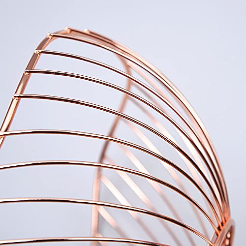 IBWell High Style Curved-Edge Modern Creative Stylish Single Tier Dish,Metal Iron Wire Fruit Vegetables Bread Decorative Stand Serving Bowls Basket Holder (Rose Gold-Twill) - Image 3