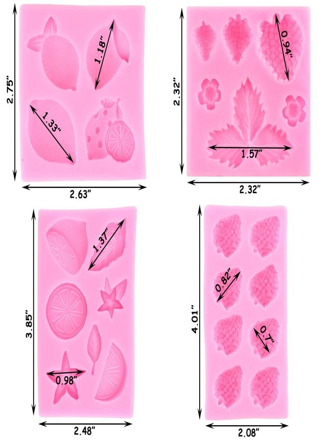 Zixiang Lemon Fondant Molds Strawberry Silicone Mold Summer Fruit Flower Candy Chocolate Mold Lemon Slices Resin Mold For Cake Decorating Cupcake Topper Gum Paste Polymer Clay Set Of 4 - Image 3
