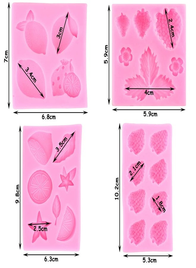 Zixiang Lemon Fondant Molds Strawberry Silicone Mold Summer Fruit Flower Candy Chocolate Mold Lemon Slices Resin Mold For Cake Decorating Cupcake Topper Gum Paste Polymer Clay Set Of 4 - Image 4